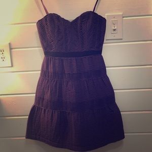 Purple strapless cocktail dress